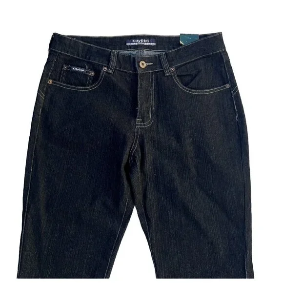 City Girl Ladies Black Denim Cropped Capri Jeans - Picture 8 of 14